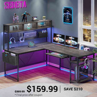 SEDETA® 67 Inch Gaming Desk with Led Lights for Home Office