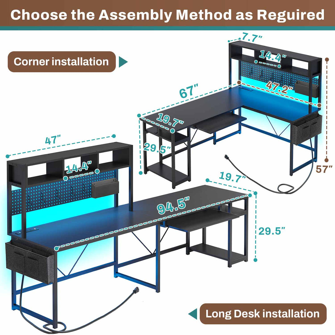 SEDETA 67 Inch L Shaped Gaming Desk Reversible Computer Desk