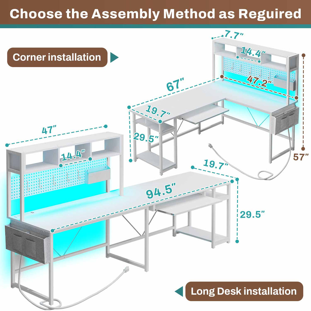 SEDETA 67 Inch L Shaped Gaming Desk Reversible Computer Desk