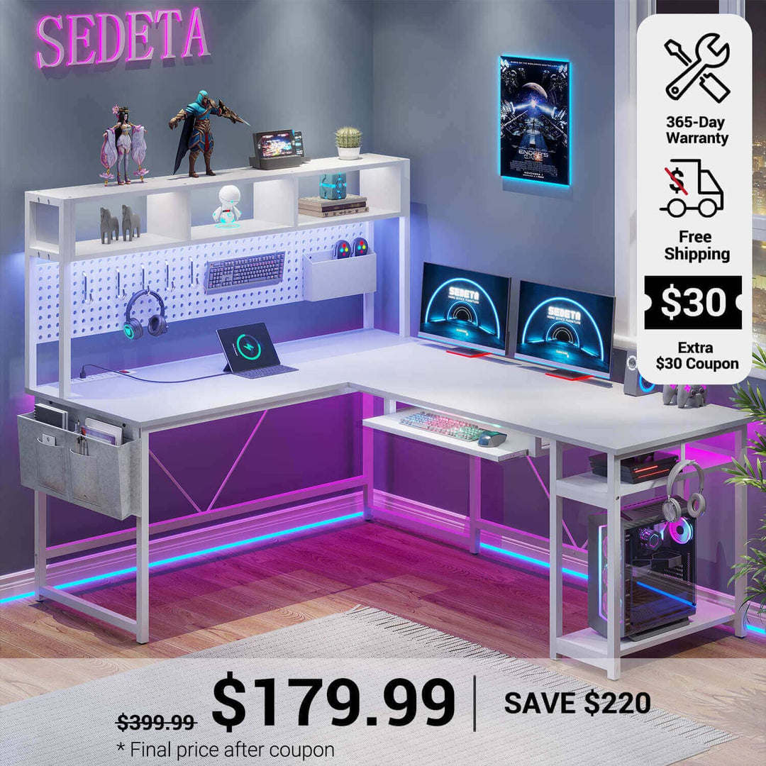 SEDETA 67 Inch L Shaped Gaming Desk Reversible Computer Desk