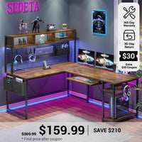 SEDETA® 67 Inch Gaming Desk with Led Lights for Home Office