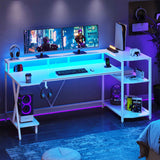 SEDETA® 70.8 Inch Large PC Gamer Desk LED Gaming Table with Storage Shelves