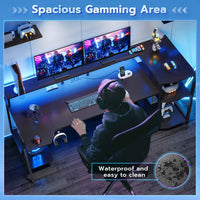 SEDETA 70.8 Inch LED Gaming Desk Ergonomic Table with Monitor Stand and Power Outlets