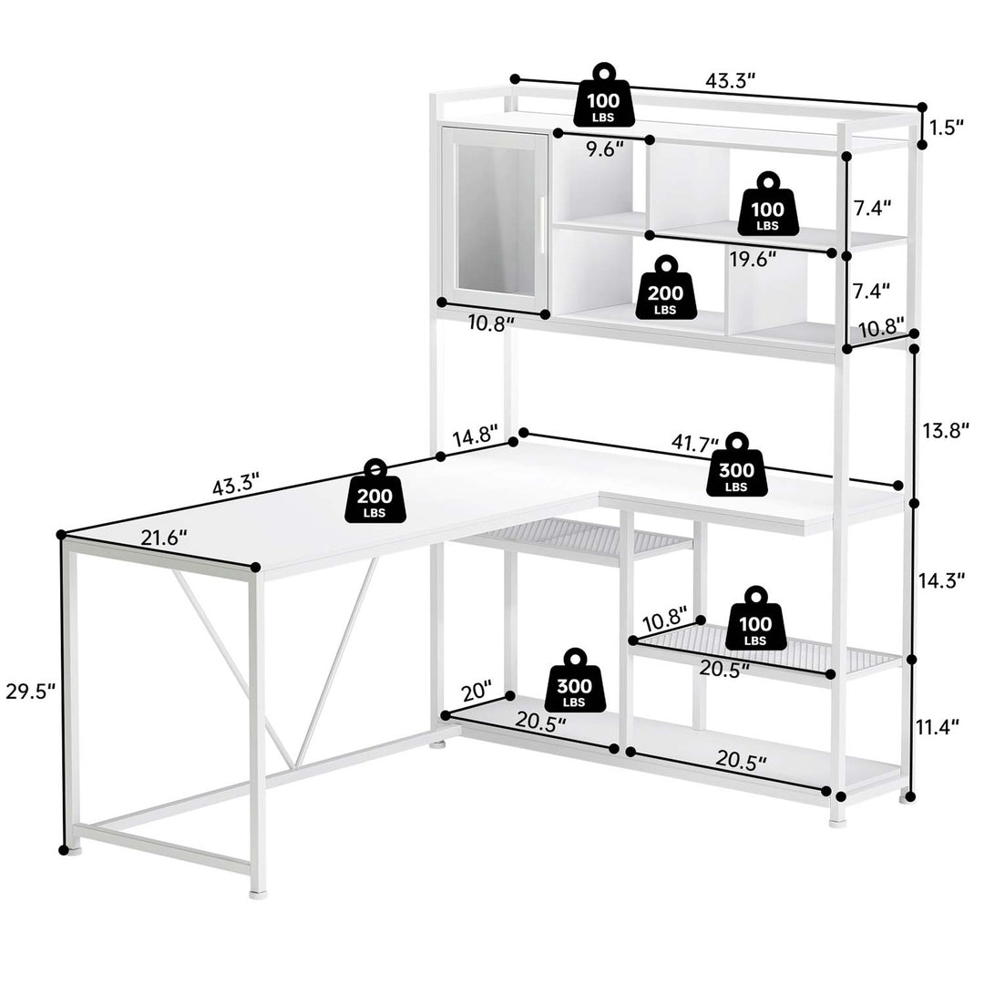 SEDETA 58 Inch Black L Shaped Computer Desk with Storage Shelves for Home Office