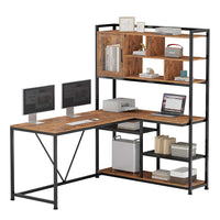 SEDETA 58 Inch L Shaped Computer LED Desk with Storage Shelves for Home Office