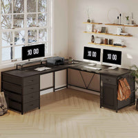 SEDETA | 63 Inch L Shaped Corner Computer Desk with 5 Drawers for Home Office