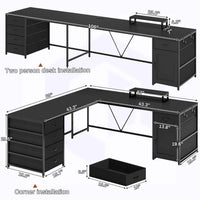 SEDETA® 63 Inch L Shaped Computer Desk Long or Corner Home Office Desk with 5 Drawer