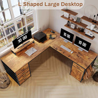 SEDETA | 63 Inch L Shaped Corner Computer Desk with 5 Drawers for Home Office