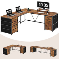 SEDETA 63 Inch L Shaped Computer Desk with Drawers and Power Outlet