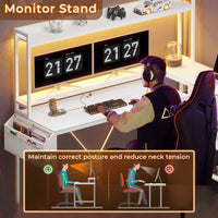 SEDETA 55 Inch L Shaped LED Gaming Desk with Hutch for Home Office