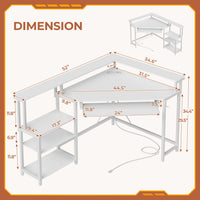 SEDETA Corner Desk Small Computer Desk with Power Outlets and LED Lights