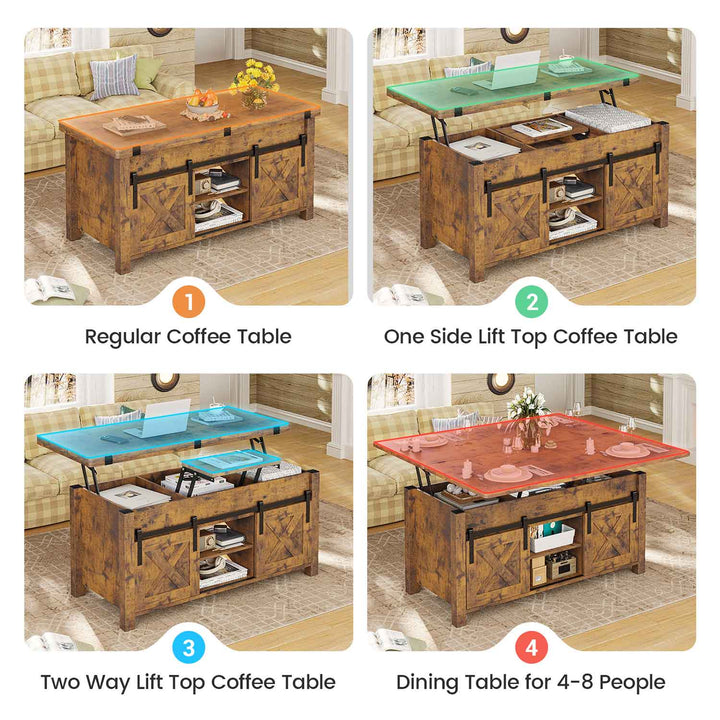 SEDETA | 40 Inch 4 in 1 Multi-Function Lift Top Coffee Table with Hidden Compartment and Storage