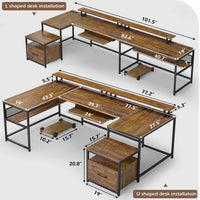 SEDETA® 101.5 Inch Two Person Computer Desk Home Office Gaming Desk with File Drawer