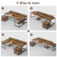 SEDETA 101.5 Inch U Shaped Computer Desk Reversible L Shaped Home Office Desk