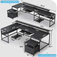 SEDETA® 101.5 Inch Computer Two Person Desk Home Office Gaming Desk with File Drawer