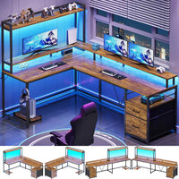 SEDETA 94.4 Inch L Shaped Gaming Desk with File Drawers for Home Office