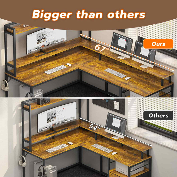 SEDETA 94.4 Inch L Shaped Gaming Desk with File Drawers for Home Office