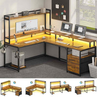 SEDETA 94.4 Inch L Shaped Gaming Desk with File Drawers for Home Office