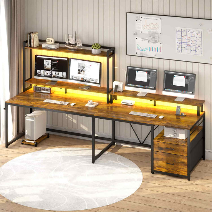 SEDETA 94.4 Inch L Shaped Gaming Desk with File Drawers for Home Office