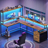 SEDETA 94.4 Inch L Shaped Gaming Desk with File Drawers for Home Office