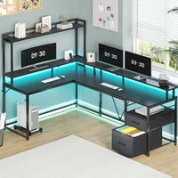 SEDETA 94.4 Inch L Shaped Gaming Desk with File Drawers for Home Office