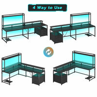 SEDETA 94.4 Inch L Shaped Gaming Desk with File Drawers for Home Office