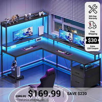 SEDETA 94.4 Inch L Shaped Gaming Desk with File Drawers for Home Office