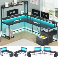 SEDETA 94.4 Inch L Shaped Gaming Desk with File Drawers for Home Office