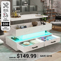 SEDETA 40 Inch Lift Top Coffee Table with Led Lights Storage for Living Room