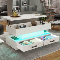 SEDETA 40 Inch Lift Top Coffee Table with Led Lights Storage for Living Room