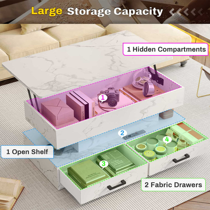 SEDETA 40 Inch Lift Top Coffee Table with Storage for Living Room