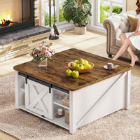 SEDETA | 31.5 Inch Lift Top Square Coffee Table Farmhouse with Storage for Living Room