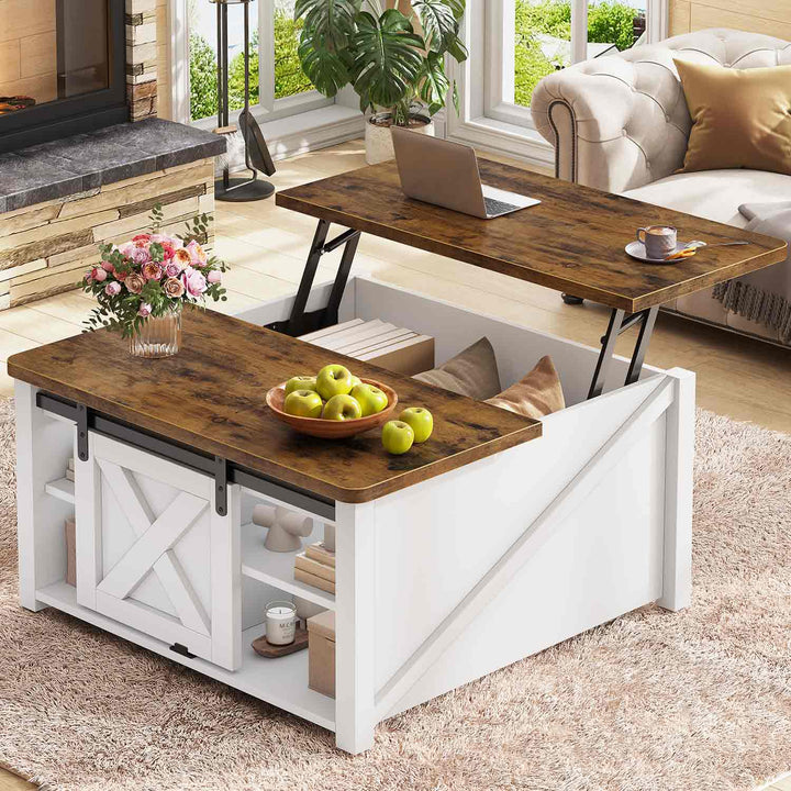 SEDETA | 31.5 Inch Lift Top Square Coffee Table Farmhouse with Storage for Living Room