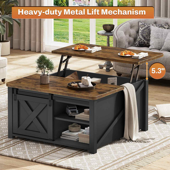 SEDETA | 31.5 Inch Lift Top Square Coffee Table Farmhouse with Storage for Living Room