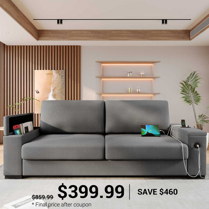 SEDETA 85 Inch Modern Removable Sofas with Extra Deep Seats Storage and 2 USB Charging Ports