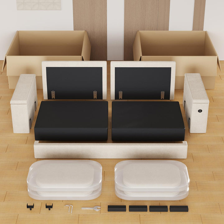 SEDETA 85 Inch Modern Removable Sofas with Extra Deep Seats Storage and 2 USB Charging Ports