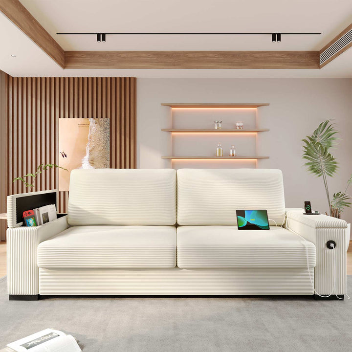 SEDETA 85 Inch Modern Removable Sofas with Extra Deep Seats Storage and 2 USB Charging Ports