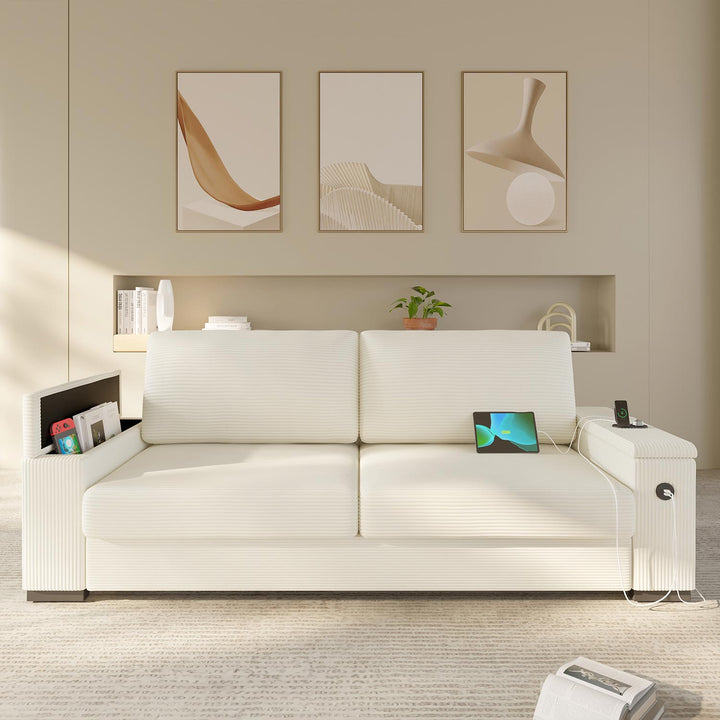 SEDETA 85 Inch Modern Removable Sofas with Extra Deep Seats Storage and 2 USB Charging Ports