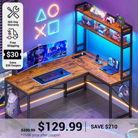 SEDETA 45.3 Inch L Shaped Gaming Desk with Hutch Reversible Home Office Desk