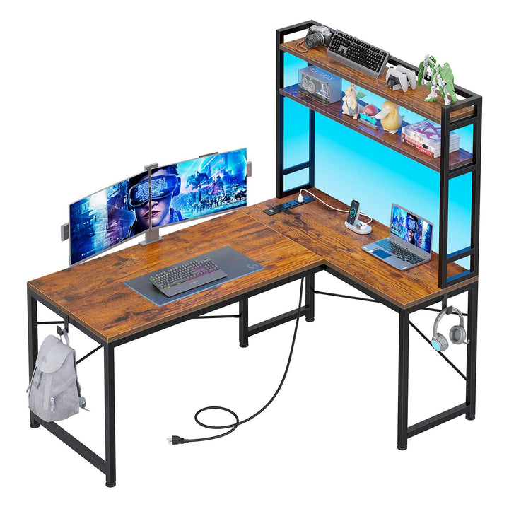 SEDETA 45.3 Inch L Shaped Gaming Desk with Hutch Reversible Home Office Desk