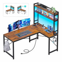 SEDETA 45.3 Inch L Shaped Gaming Desk with Hutch Reversible Home Office Desk