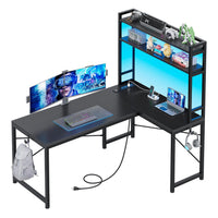 SEDETA 45.3 Inch L Shaped Gaming Desk with Hutch Reversible Home Office Desk