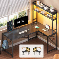 SEDETA 45.3 Inch L Shaped Gaming Desk with Hutch Reversible Home Office Desk