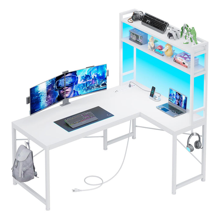 SEDETA 45.3 Inch L Shaped Gaming Desk with Hutch Reversible Home Office Desk