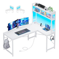 SEDETA 45.3 Inch L Shaped Gaming Desk with Hutch Reversible Home Office Desk