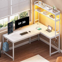 SEDETA 45.3 Inch L Shaped Gaming Desk with Hutch Reversible Home Office Desk