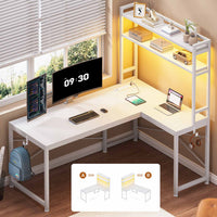 SEDETA 64.5 Inch Office Computer Desk Reversible Gaming Desk with Storage Shelves