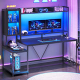 SEDETA 60 Inch Gaming Desk with Hutch and LED Lights