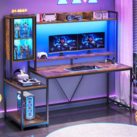 SEDETA 60 Inch Gaming Desk with Hutch and LED Lights