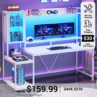 SEDETA 60 Inch Gaming Desk with Hutch and LED Lights